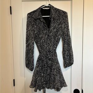 Zara Black and White Printed Wrap Dress